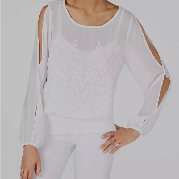 INC International Concepts White Cold-Shoulder Top - Picture 2 of 4